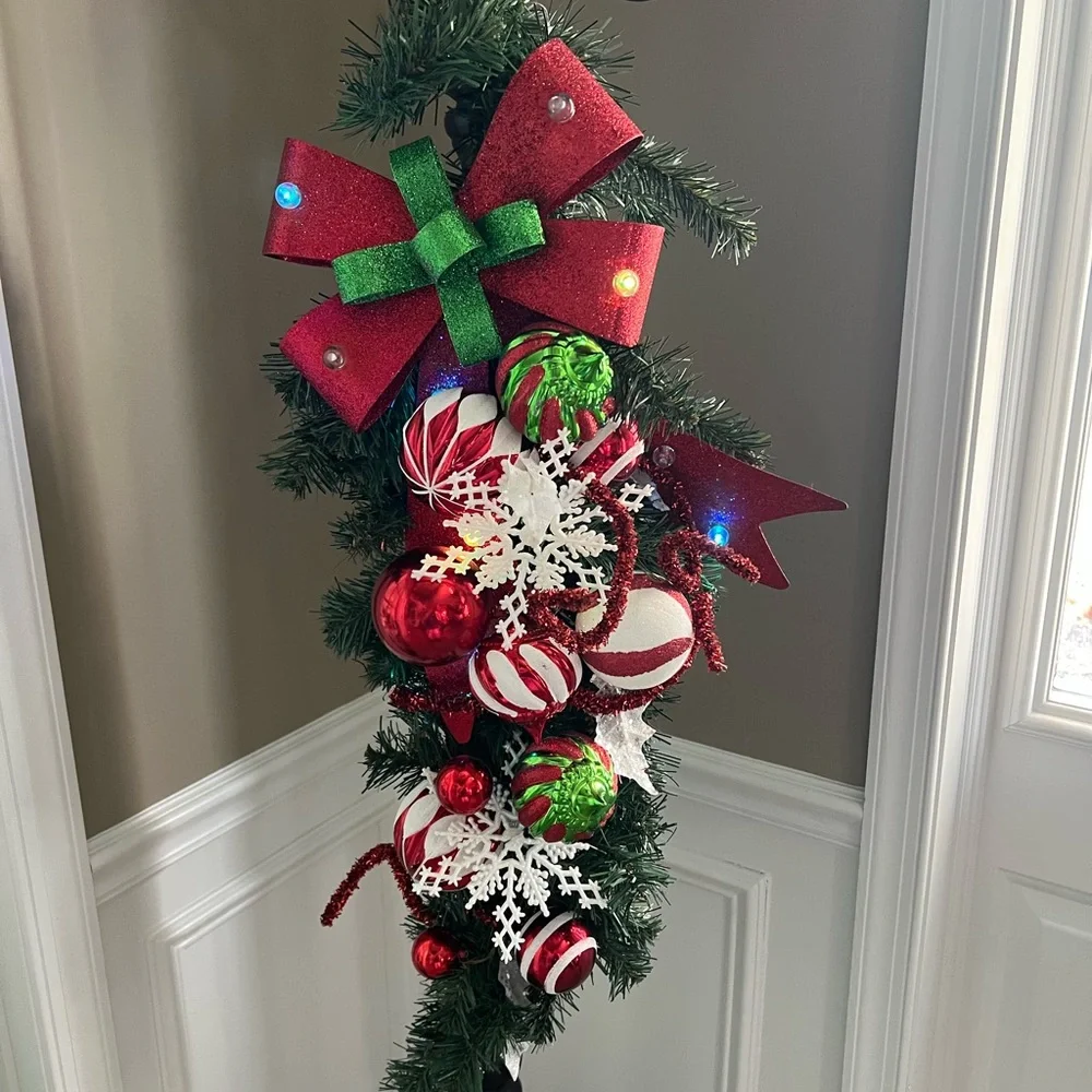 Festive Holiday Swag with Red and Green Accents